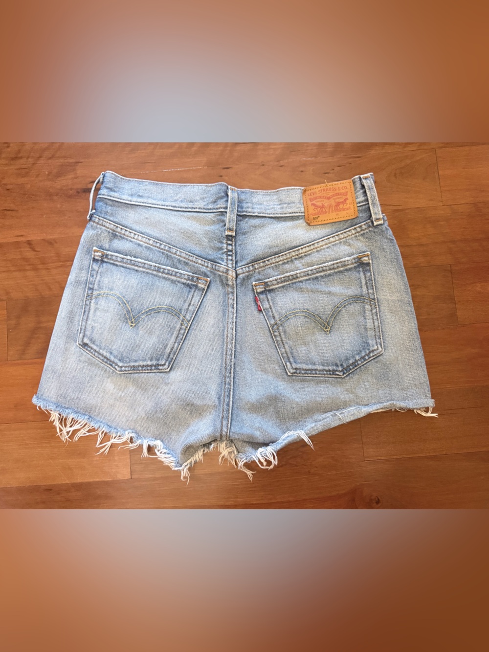 Levi's Light Blue Denim Cutoff Shorts with Frayed Hem